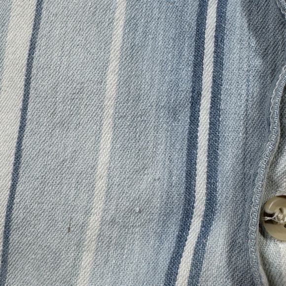 Vintage Campus 90s Striped 100% Cotton Blue White Striped Button Down Shirt XL - Picture 9 of 14